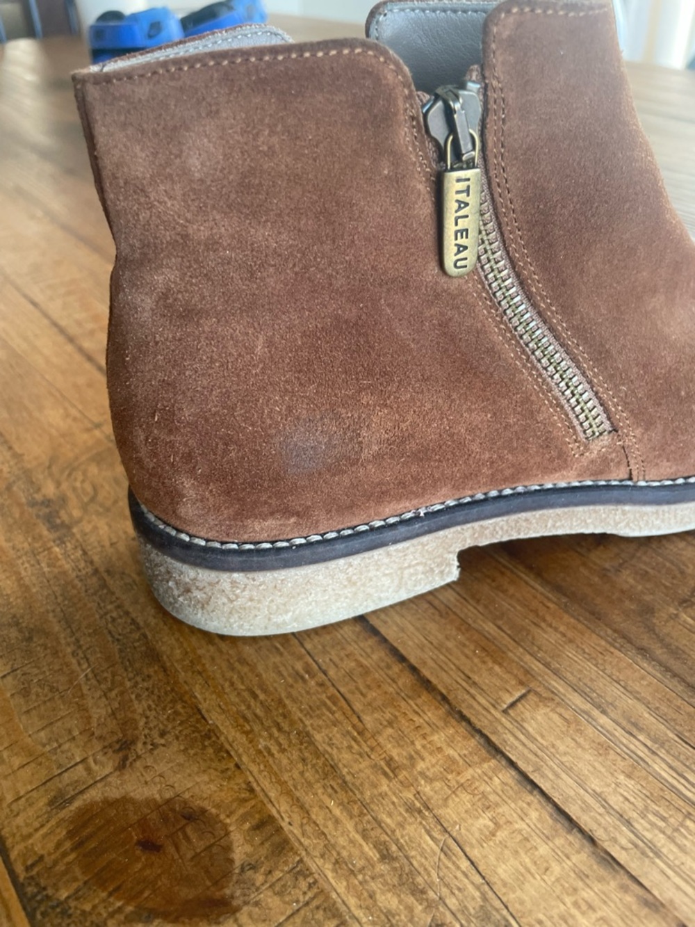 Italeau Chestnut Suede Side-Zip Ankle Booties hand made - Picture 7 of 8